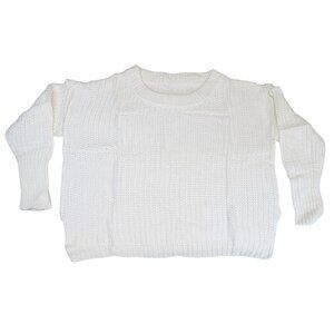 Womens Sweater Wide Neck Ultra White Knit Drop Shoulder Large New In Bag